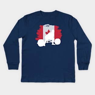 Canada Flag Deadlift - Powerlifting Kids Long Sleeve T-Shirt